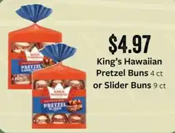 Fareway King's Hawaiian Pretzel Buns or Slider Buns offer