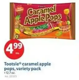 Lidl Tootsie caramel apple pops, variety pack offer