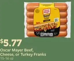 Fareway Oscar Mayer Beef, Cheese, or Turkey Franks offer