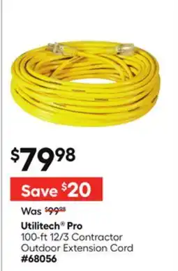 Lowe's 100-ft 12/3 Contractor Outdoor Extension Cord offer