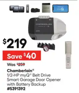 Lowe's 1/2-HP myQ Belt Drive Smart Garage Door Opener with Battery Backup offer