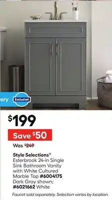 Lowe's Esterbrook 24-in Single Sink Bathroom Vanity with White Cultured Marble Top offer