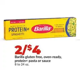 Hy-Vee Barilla gluten free, oven-ready, protein + pasta or sauce offer
