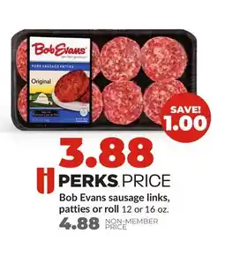 Hy-Vee Bob Evans sausage links, patties or roll offer