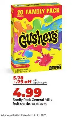 Hy-Vee Family Pack General Mills fruit snacks offer