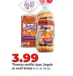 Hy-Vee Thomas muffin tops, bagels or swirl bread offer