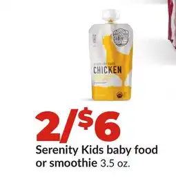 Hy-Vee Serenity Kids baby food or smoothie offer