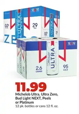 Hy-Vee Michelob Ultra, Ultra Zero, Bud Light NEXT, Peels or Platinum offer