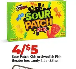 Hy-Vee Sour Patch Kids or Swedish Fish theater box candy offer