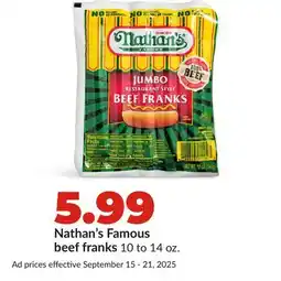 Hy-Vee Nathan's Famous beef franks offer