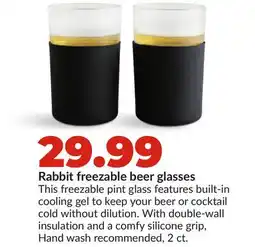 Hy-Vee Rabbit freezable beer glasses offer