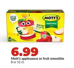 Hy-Vee Mott's applesauce or fruit smoothie offer