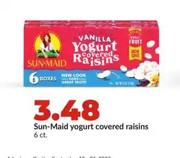 Hy-Vee Sun-Maid yogurt covered raisins offer