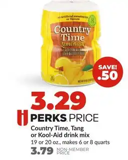 Hy-Vee Country Time, Tang or Kool-Aid drink mix offer
