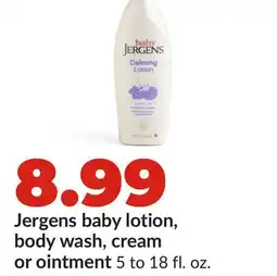 Hy-Vee Jergens baby lotion, body wash, cream or ointment offer