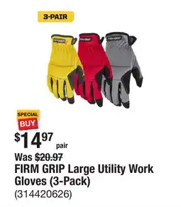 The Home Depot FIRM GRIP Large Utility Work Gloves (3-Pack) offer