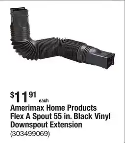 The Home Depot Amerimax Home Products Flex A Spout 55 in. Black Vinyl Downspout Extension offer