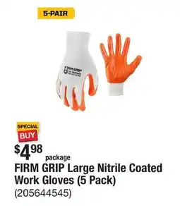 The Home Depot FIRM GRIP Large Nitrile Coated Work Gloves (5 Pack) offer
