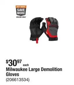 The Home Depot Milwaukee Large Demolition Gloves offer