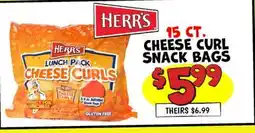 Ollie's HERR'S CHEESE CURL SNACK BAGS offer