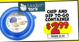 Ollie's Madison York CHIP AND DIP TO-GO CONTAINER offer