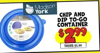 Ollie's Madison York CHIP AND DIP TO-GO CONTAINER offer