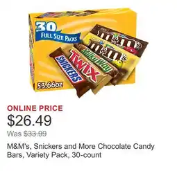 Costco M&M's, Snickers and More Chocolate Candy Bars, Variety Pack, 30-count offer