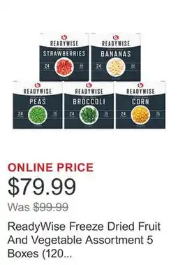 Costco ReadyWise Freeze Dried Fruit And Vegetable Assortment 5 Boxes (120 Total Servings) offer