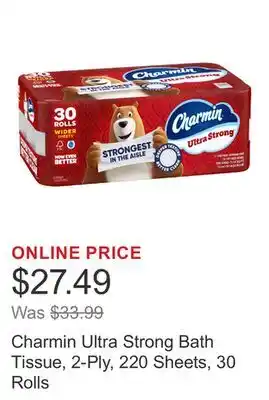 Costco Charmin Ultra Strong Bath Tissue, 2-Ply, 220 Sheets, 30 Rolls offer
