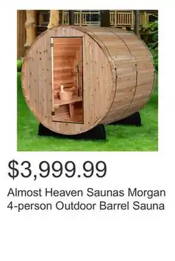 Costco Almost Heaven Saunas Morgan 4-person Outdoor Barrel Sauna offer