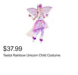 Costco Teetot Rainbow Unicorn Child Costume offer