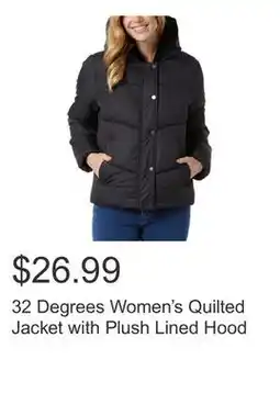 Costco 32 Degrees Women's Quilted Jacket with Plush Lined Hood offer