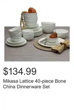 Costco Mikasa Lattice 40-piece Bone China Dinnerware Set offer
