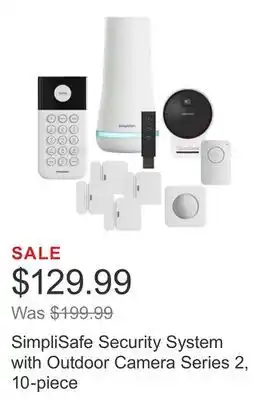 Costco SimpliSafe Security System with Outdoor Camera Series 2, 10-piece offer