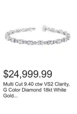 Costco Multi Cut 9.40 ctw VS2 Clarity, G Color Diamond 18kt White Gold Tennis Bracelet offer