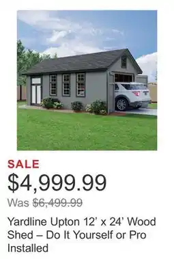 Costco Yardline Upton 12' x 24' Wood Shed – Do It Yourself or Pro Installed offer