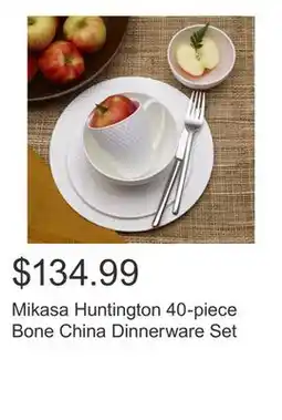 Costco Mikasa Huntington 40-piece Bone China Dinnerware Set offer