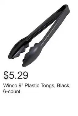 Costco Winco 9 Plastic Tongs, Black, 6-count offer