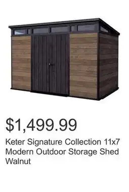 Costco Keter Signature Collection 11x7 Modern Outdoor Storage Shed Walnut offer