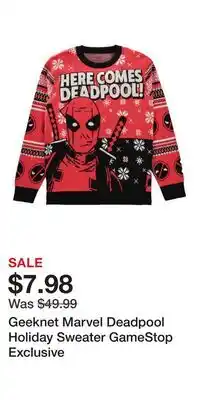 Game Stop Geeknet Marvel Deadpool Holiday Sweater GameStop Exclusive offer