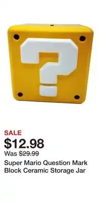 Game Stop Super Mario Question Mark Block Ceramic Storage Jar offer
