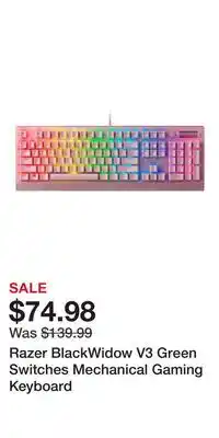 Game Stop Razer BlackWidow V3 Green Switches Mechanical Gaming Keyboard offer