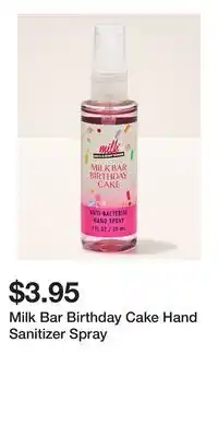 Bath & Body Works Milk Bar Birthday Cake Hand Sanitizer Spray offer