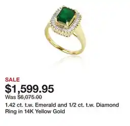 Belk 1.42 ct. t.w. Emerald and 1/2 ct. t.w. Diamond Ring in 14K Yellow Gold offer