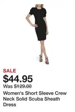 Belk Women's Short Sleeve Crew Neck Solid Scuba Sheath Dress offer