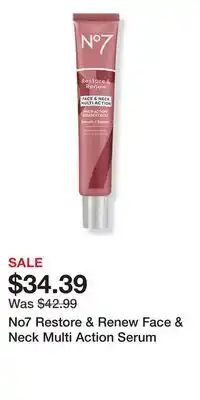 Ulta Beauty No7 Restore & Renew Face & Neck Multi Action Serum offer