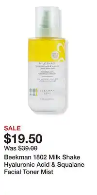 Ulta Beauty Beekman 1802 Milk Shake Hyaluronic Acid & Squalane Facial Toner Mist offer