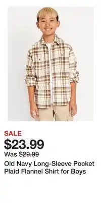 Old Navy Old Navy Long-Sleeve Pocket Plaid Flannel Shirt for Boys offer