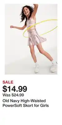 Old Navy Old Navy High-Waisted PowerSoft Skort for Girls offer