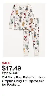 Old Navy Old Navy Paw Patrol Unisex Graphic Snug-Fit Pajama Set for Toddler & Baby offer
